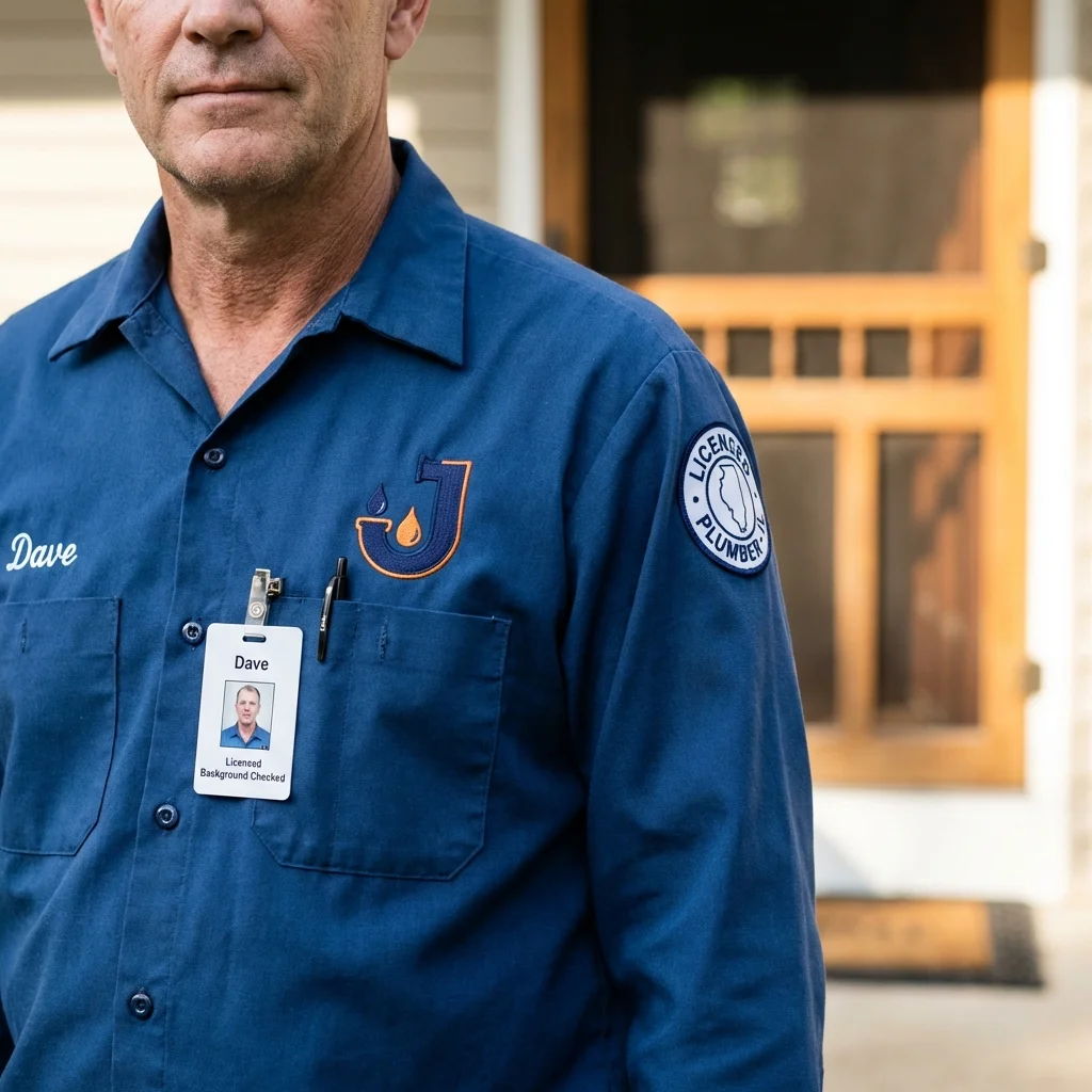 Licensed plumber showing ID badge in Zion, IL