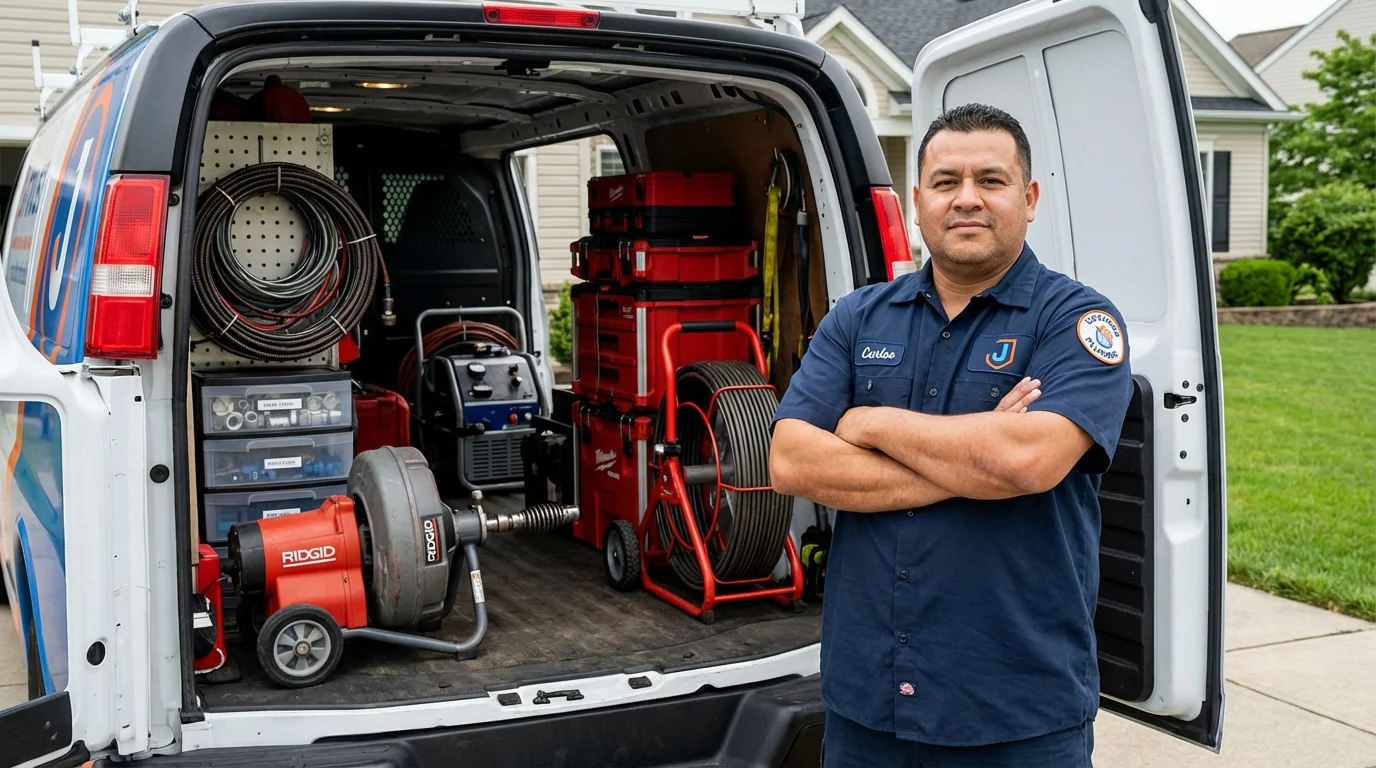 Professional drain cleaning equipment and Johns Plumbing LLC plumber in Zion