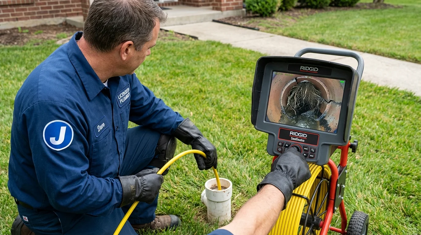 Sewer camera inspection being performed by Johns Plumbing LLC in Zion