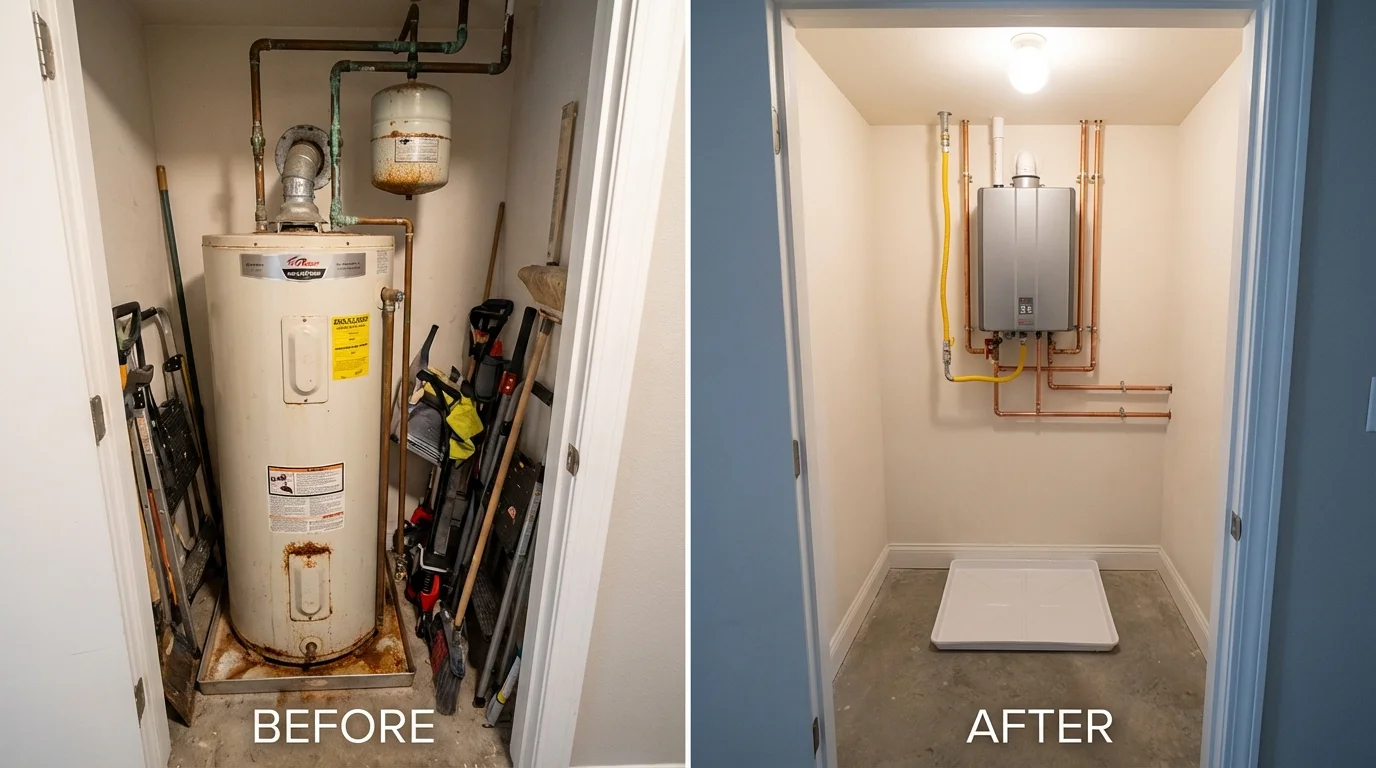 Tank water heater versus wall-mounted tankless unit comparison for Zion, IL homeowners