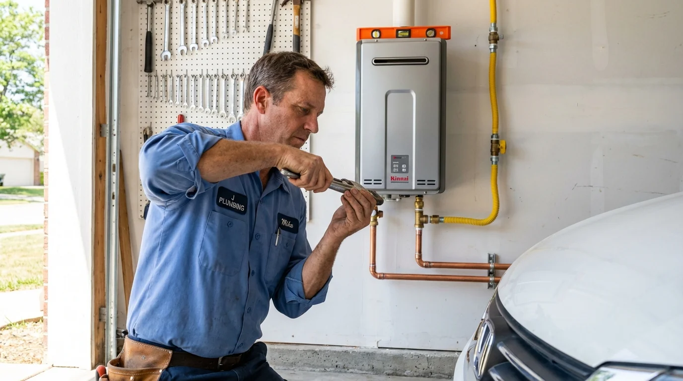 Tankless water heater installation by a Johns Plumbing LLC plumber in Zion
